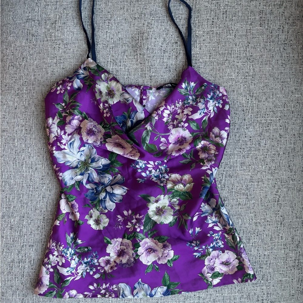 Zara Purple Floral Camisole Top